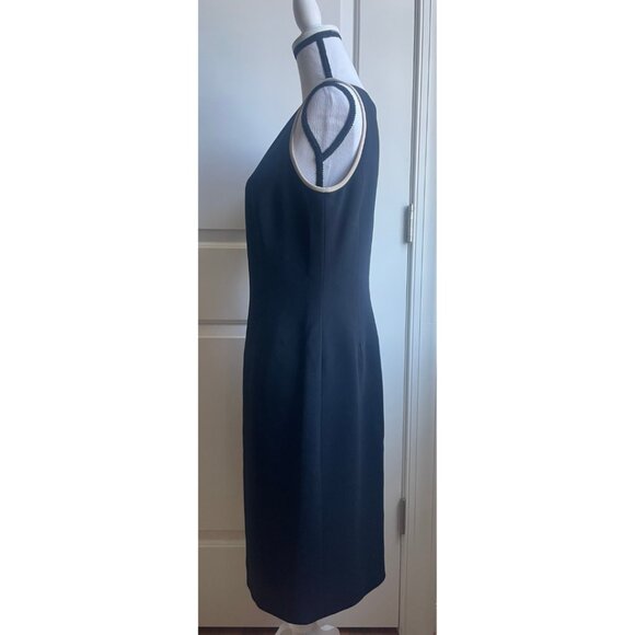 Ann Taylor Black Sleeveless Sheath Dress with White Trim - Picture 4 of 7